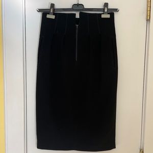 Giorgio Armani Zipper Black High Waisted Pencil Skirt